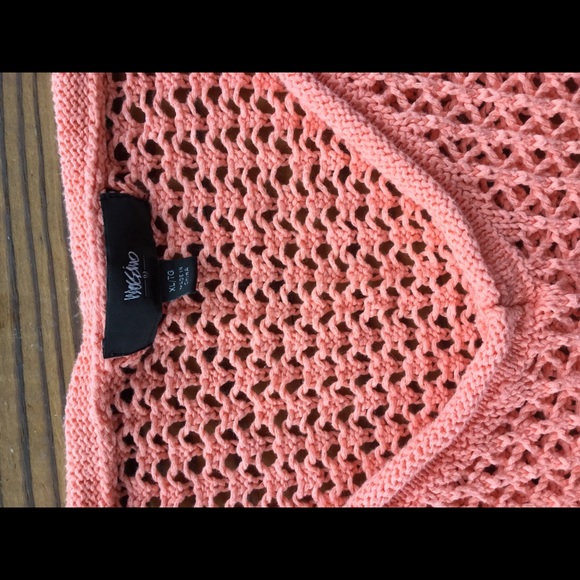 Mossimo Long Peachy-Coral Crochet Sweater -XL - Picture 3 of 3